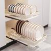 Pull-out Dish Rack Cabinet Built-in Multi-functional Integrated Bowl Rack Removable Drain Tray Kitchenware Rack