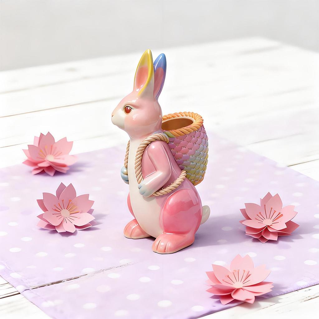 3D Osterhase Silikonform DIY Niedliches Tierkorb Hase Vase Ornamente Gießformen Haus Gips Beton Handwerk Geschenk Dekoration