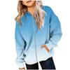 Kids Hooded Zip-Up Sweatshirt with Gradient Print, Long Sleeve Casual Outerwear for Boys Girls