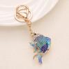Keychain Pendant Rhinestones Inlaid Fish Shape Key Chain with Lobster Clasp Bag Charm Backpack Pendant Accessory