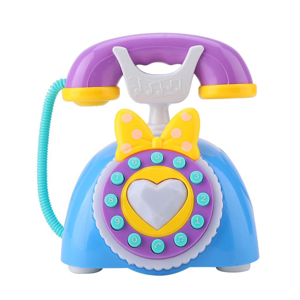 Bilingual Musical Telephone Baby Children Educational Development Toy Gift (Blue)
