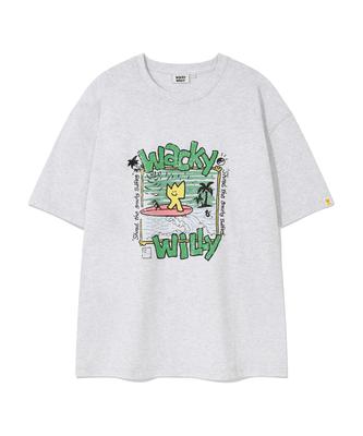 WACKY WILLY Kiki Vacation Graphic Short Sleeve T-Shirt Light Grey