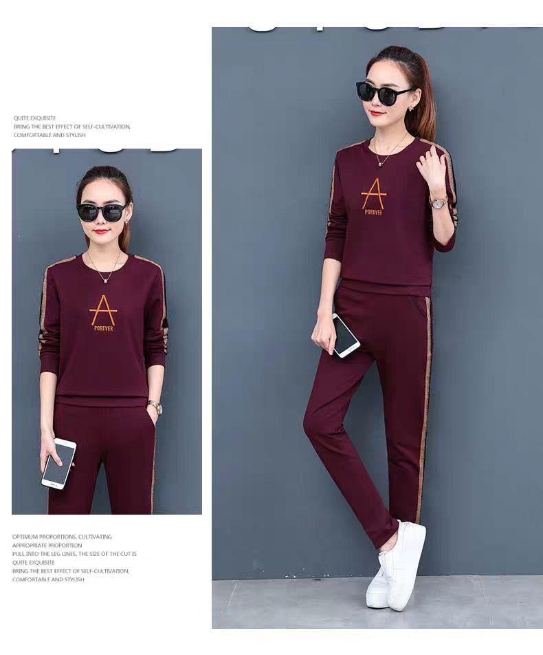 Women's European and American Spring/Autumn Fashion: Long-Sleeve Sweater Two-Piece Casual Sportswear Set