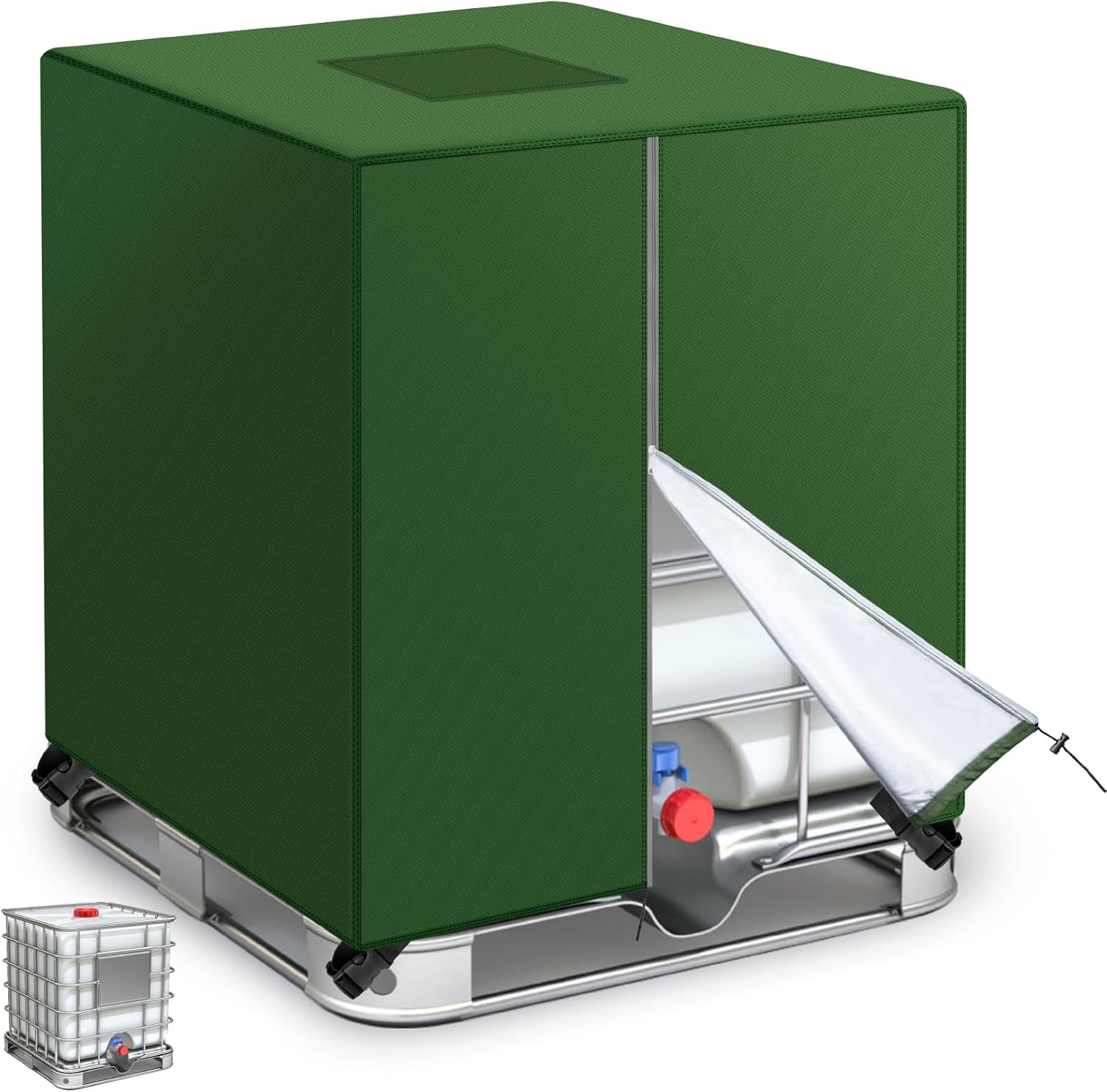

Чехол для IBC-контейнера - 420D 275 галлонов Водонепроницаемая Сверхпрочная Ткань Оксфорд с Молнией и Пряжками - Чехол для Хранения на Открытом Воздухе для IBC-контейнеров See below for size descriptions светло-зеленый
