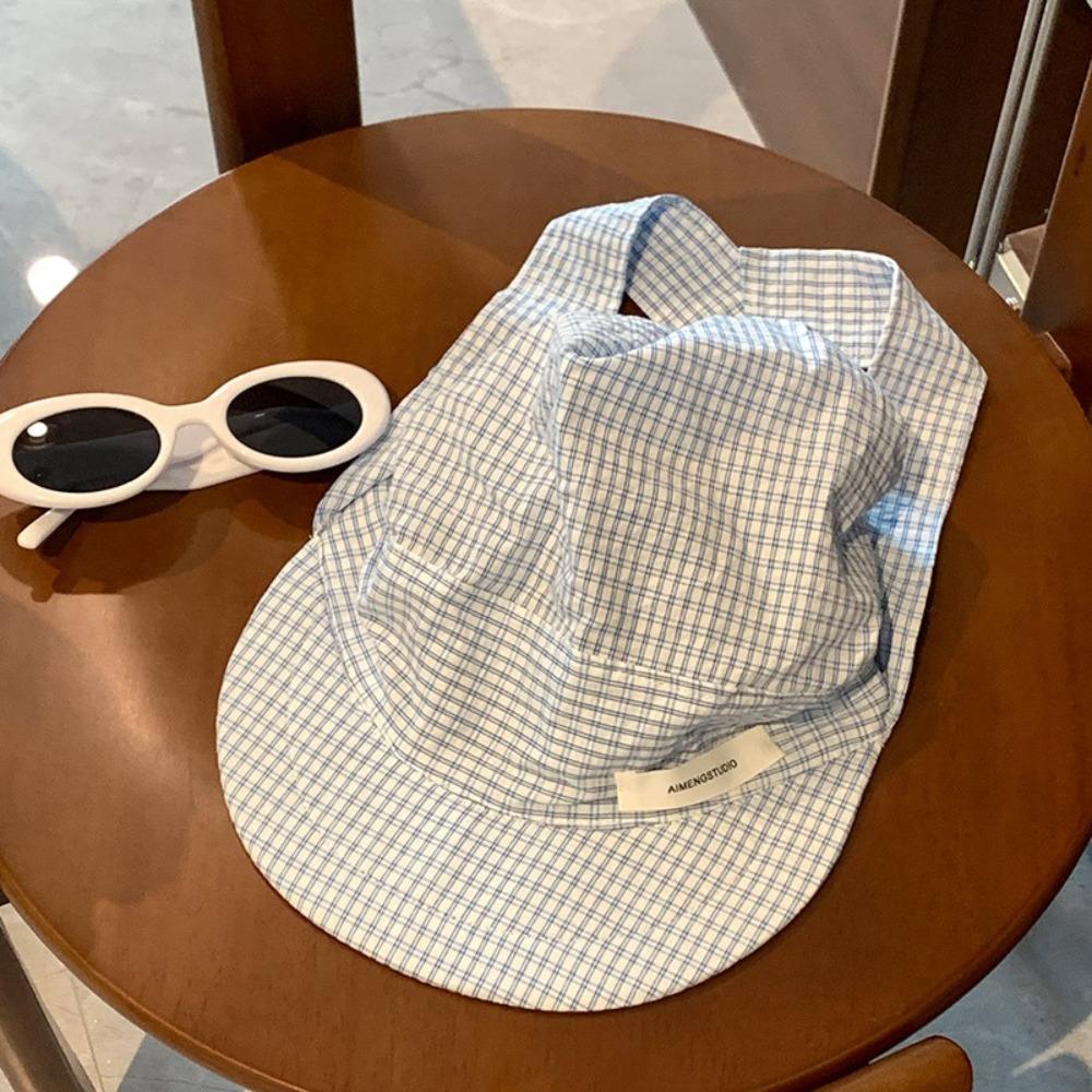 Plaid Headscarf Baseball Hat Lace Strappy Bandana Cap Casual Sunscreen Headscarf Hat  Summer