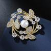 Fashion Environmental Strife Three Butterfly Wreath Pearl Brooch Female Clothing Accessories Fade-proof Long-Lasting Color Exquisite Brooch BFF Gift