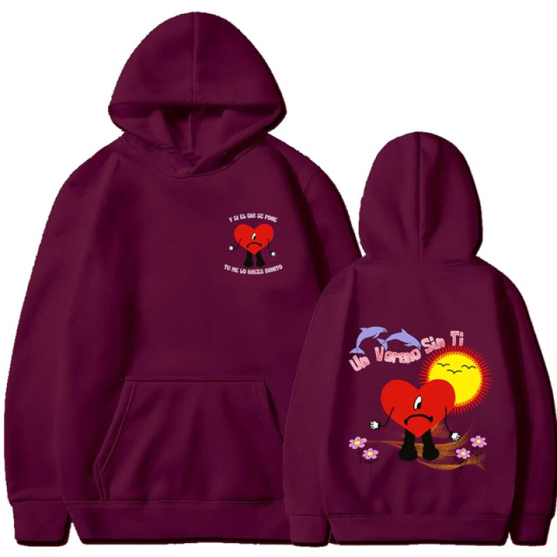 Trendy New Bad Bunny Pattern Printed Hoodie Unisex Hip Hop Street Sports Hoodie High Quality Hot Selling Top 2023