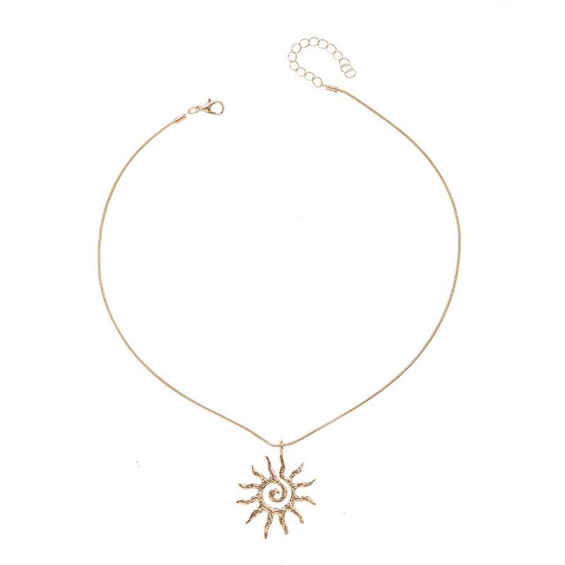 Gold Sun Necklace Hollow Pendant Earrings Niche Premium Spiral Jewelry Ring Women