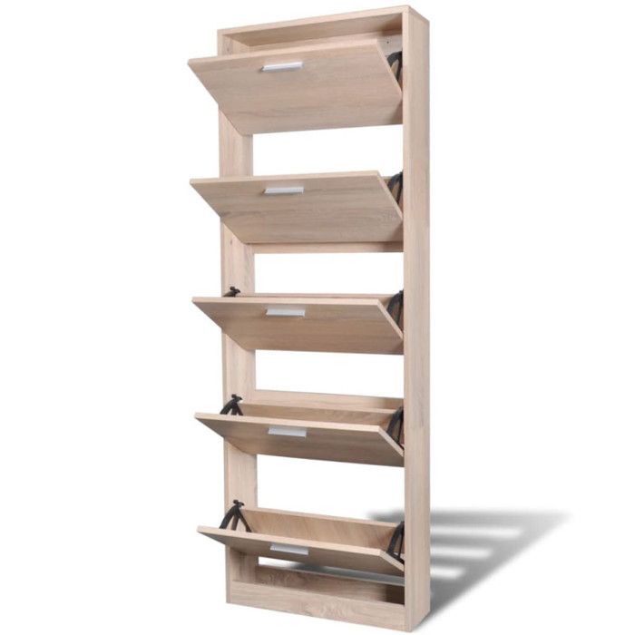 VidaXL Meuble à chaussures en bois avec 5 compartiments Aspect chêne
