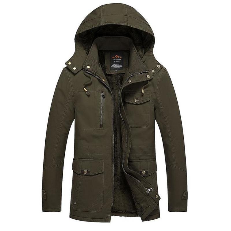 

Зимовий чоловічий одяг плюс оксамитові холодні та теплі чоловічі повсякденні куртки Тонкі чоловічі модні куртки 5XL армія зелений колір