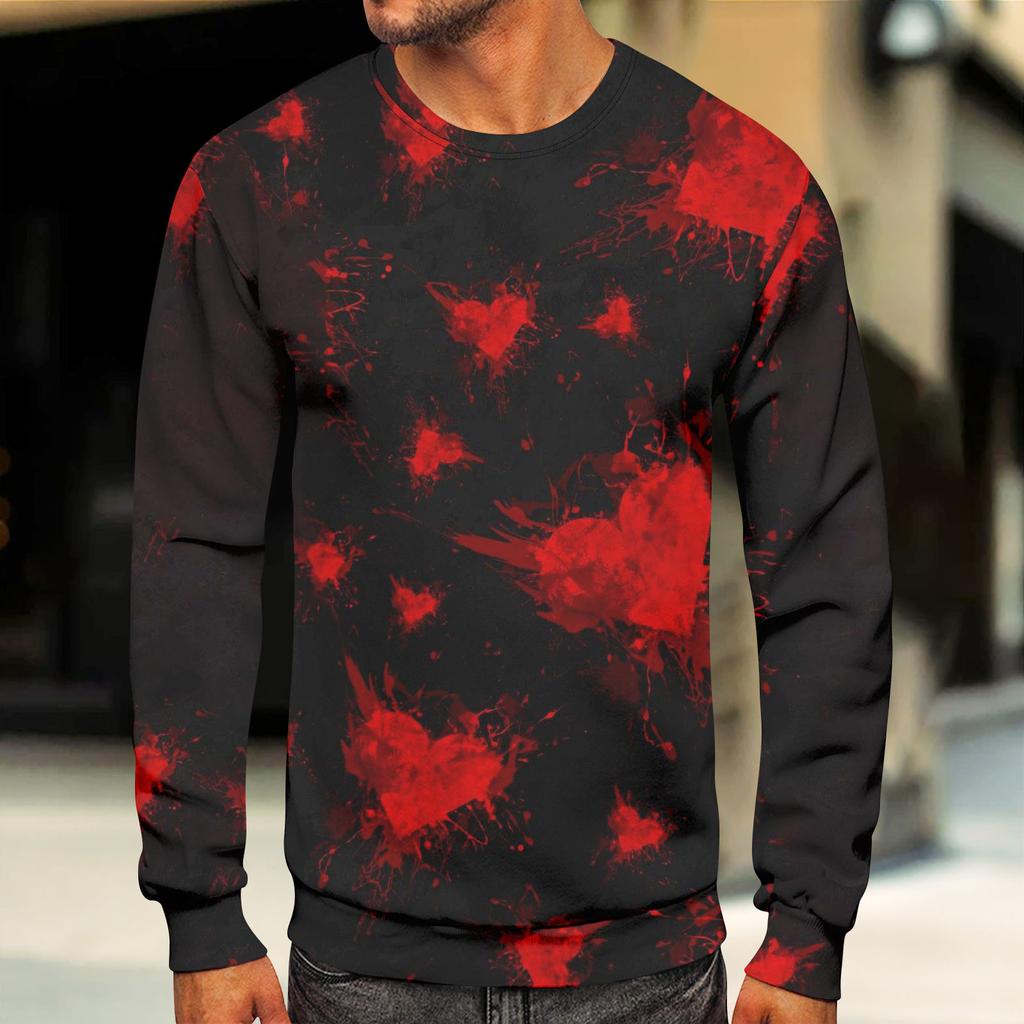 Men's Round Neck Tops Men's Casual Fashion Long Sleeve O Neck Pullover