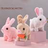 1Pc Realistic Bunny Toys Plush Electronic Stuffed Carrot Little White Rabbit Simulated Pet Walking Shaking Ears Educational Toy
