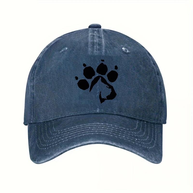 Dog Paw Print Silhouette Baseball Cap Cotton Adjustable Dog Owner Dad Hat Casual