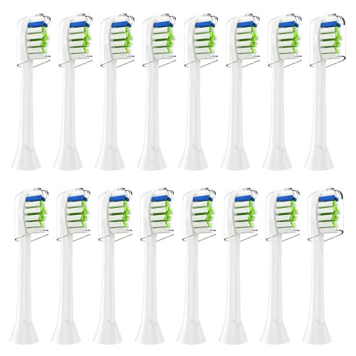 SGcreation 16-Piece Set [Compatible with Philips Sonicare Kids, DiamondClean, and Diamond Mini Electric Toothbrushes, Compact, White, Medium]
