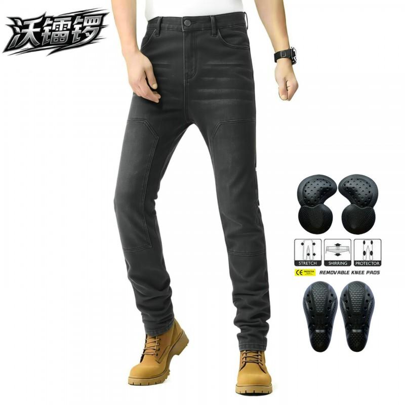 Mens Motorcycle Riding Pants With Silicone Padding Protective Gear Cotton Blend Stretchable Biker Jeans Season
