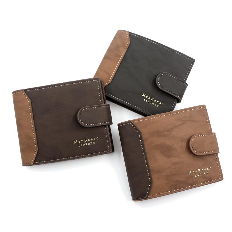Korean Style Gold Foil Print Men's Trifold Leather Wallet