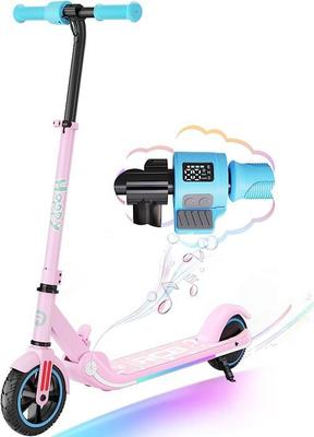 RCB Foldable Electric Scooter Kids 6-12 Years LED Screen Colorful Neon Lights Adjustable Speed and Height, Super Gift Pink