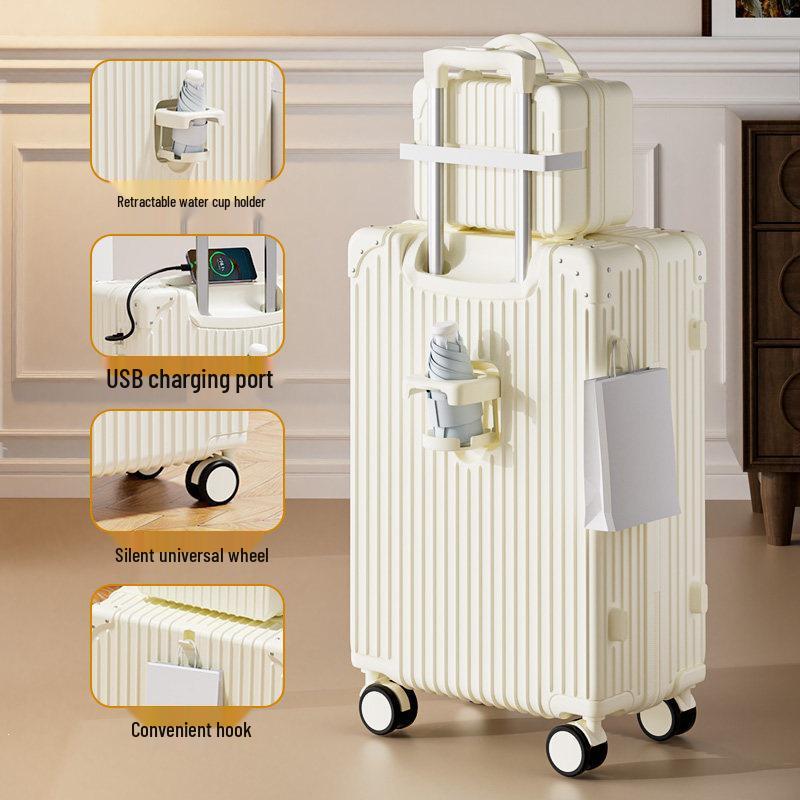 Front Hook Trolley Luggage Case for Students, Large Capacity Travel Case, Secure Men's Password Suitcase