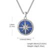 Stylish Natural Stone Necklace for Men,Eight-pointed Star Round Pendant Necklace,Cool Punk Birthday Father Gifts