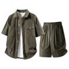 Summer Solid Color Basic Versatile Ice Silk Set Men's Shirt Short Sleeved Set Men's Two-piece Set