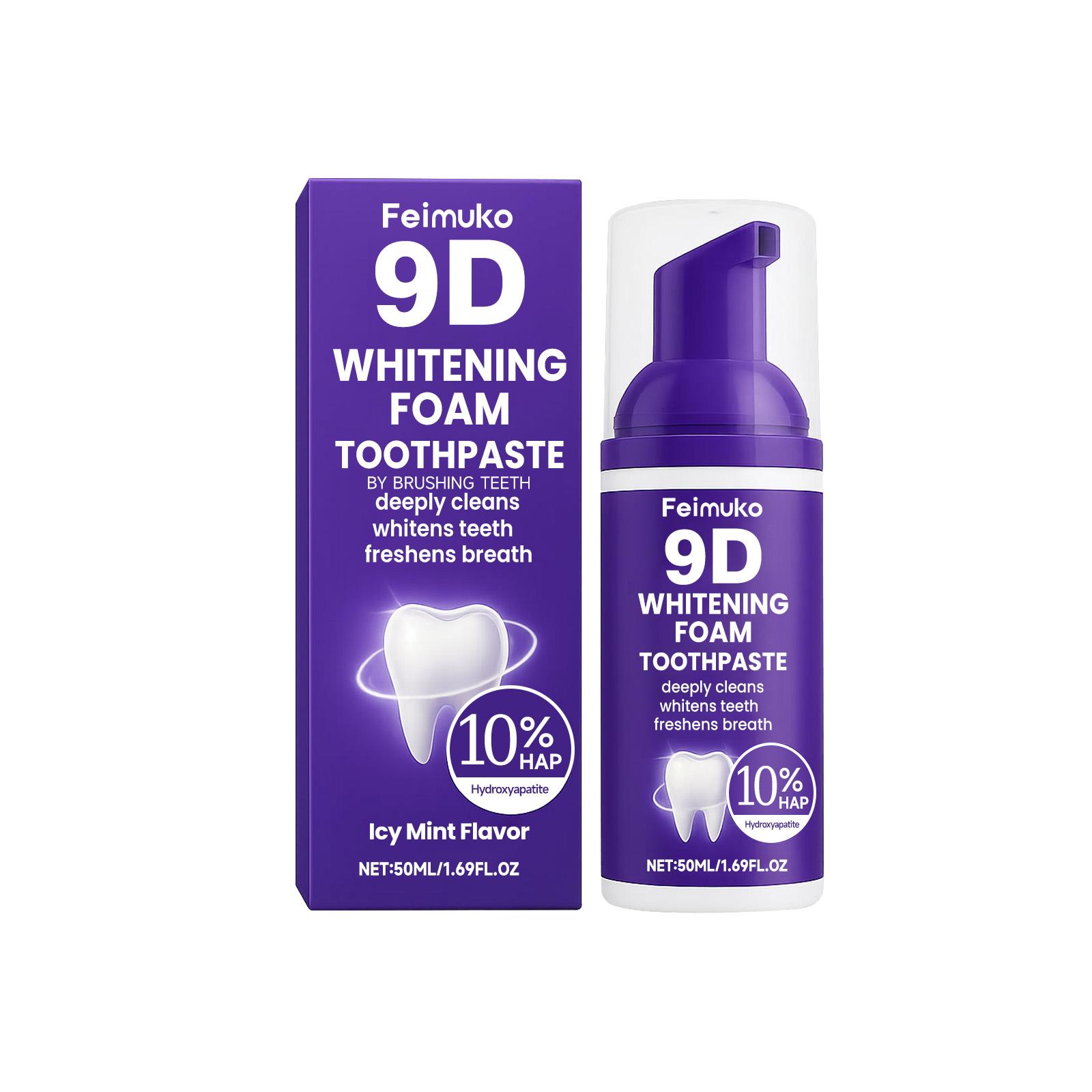 Purple teeth cleaning mousse Deeply cleans teeth and eliminates bad breath, push-type design 50ml