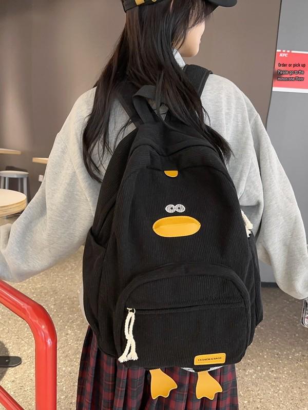 Korean Style Cartoon Duck Backpack for Girls - Trendy Schoolbag for Female Students