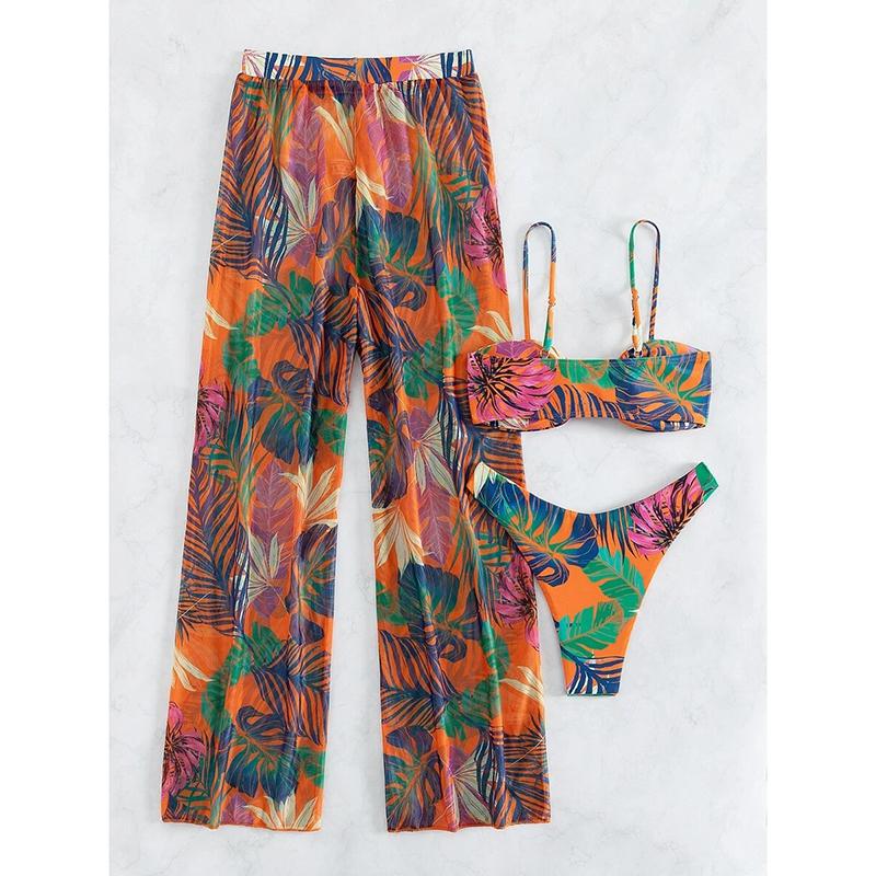 

Принт Трехкомпонентное бикини с длинными брюками Купальник Женский Купальный костюм Женский Купальщик Купание Плавание Купальный костюм Пляжная одежда XL оранжевый