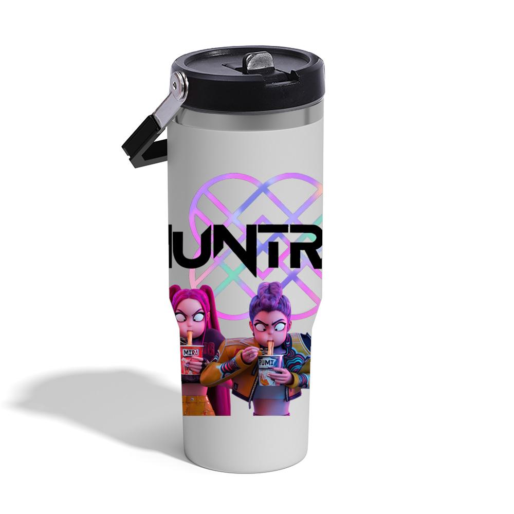 Tazza termica in acciaio inossidabile da 30 once, con disegno K-Pop Demon Hunters, per bevande calde e fredde, mantiene la temperatura per 6-12 ore, ecologica, senza BPA, adatta ai portabicchieri dell'auto, borraccia, regalo per bambini