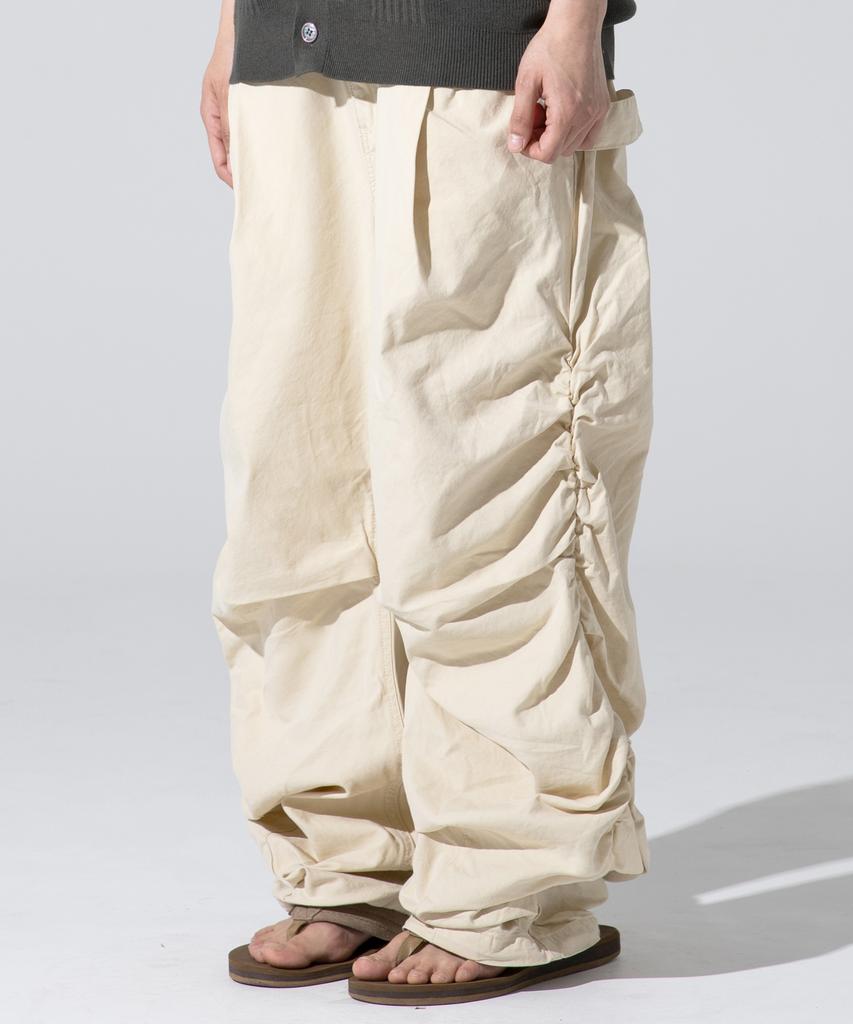 XTONZ Xp291 Pile Side Shirred Wide Cotton Pants (Cream)