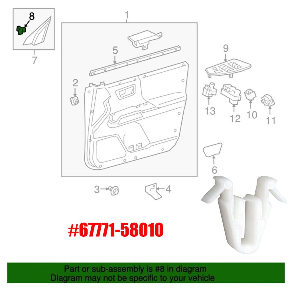 Door Garnish Moulding Retainer Clip for Toyota Lexus 67771-58010 Tundra Tacoma Sequoia RAV4 Land Cruiser C-HR Yaris Scion xD