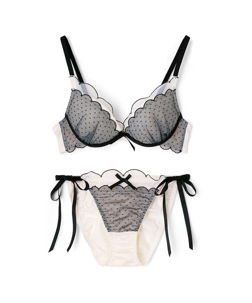

Inner Sheer Dot Tulle Bra Shorts WH x C65 [Nozari] Set, & Set, Women s, BK,