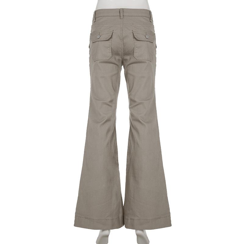 Women's Personalised Vintage Work Style Pocket Washed and Aged Design Low Waisted Spice Girls Casual Pants