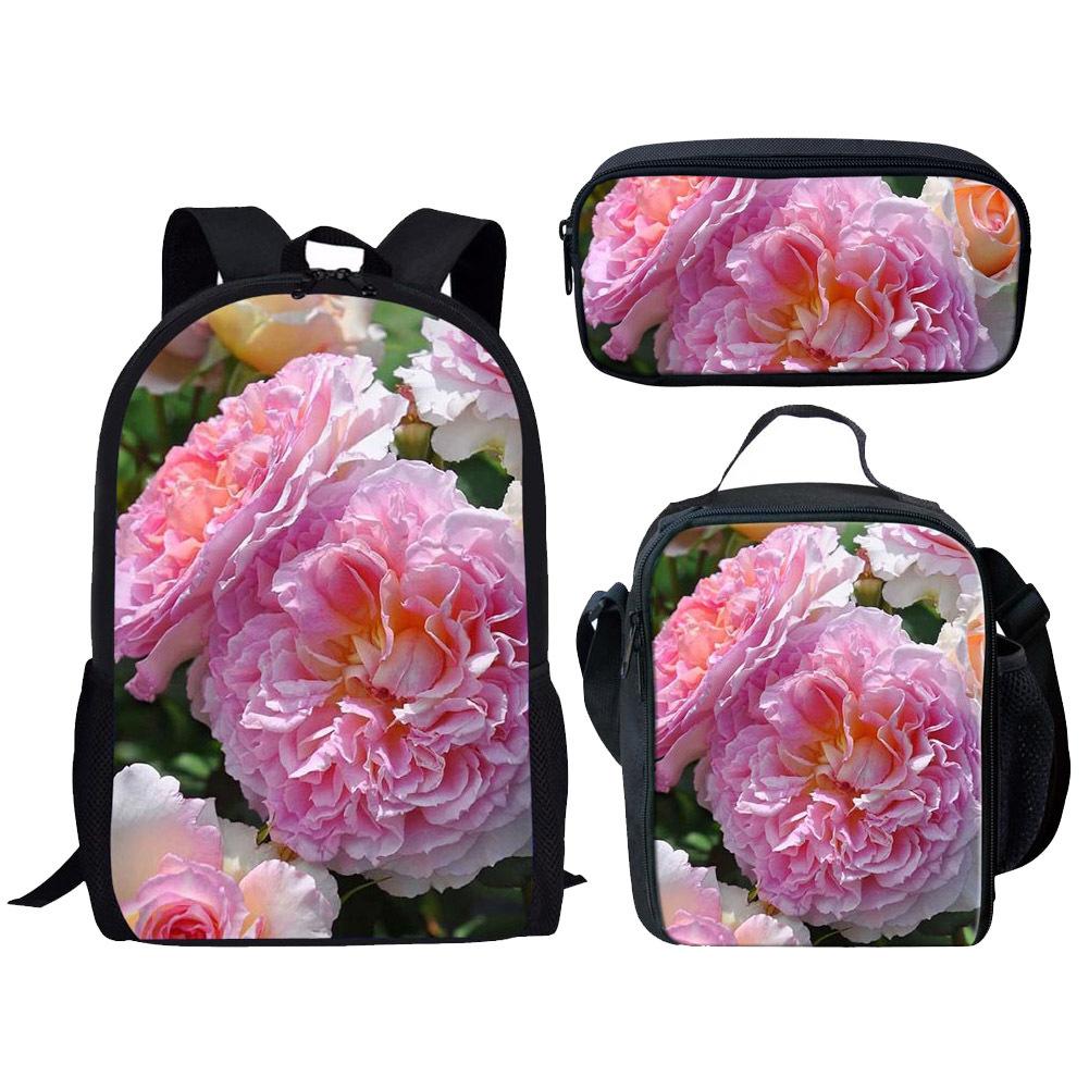 Panda Iconique Préféré Distinctif Drôle Design 3D 3 pièces/Ensemble Élève Apprenant Sacs Sac à Dos Quotidien pour Ordinateur Portable Sac Repas Trousse à Crayons