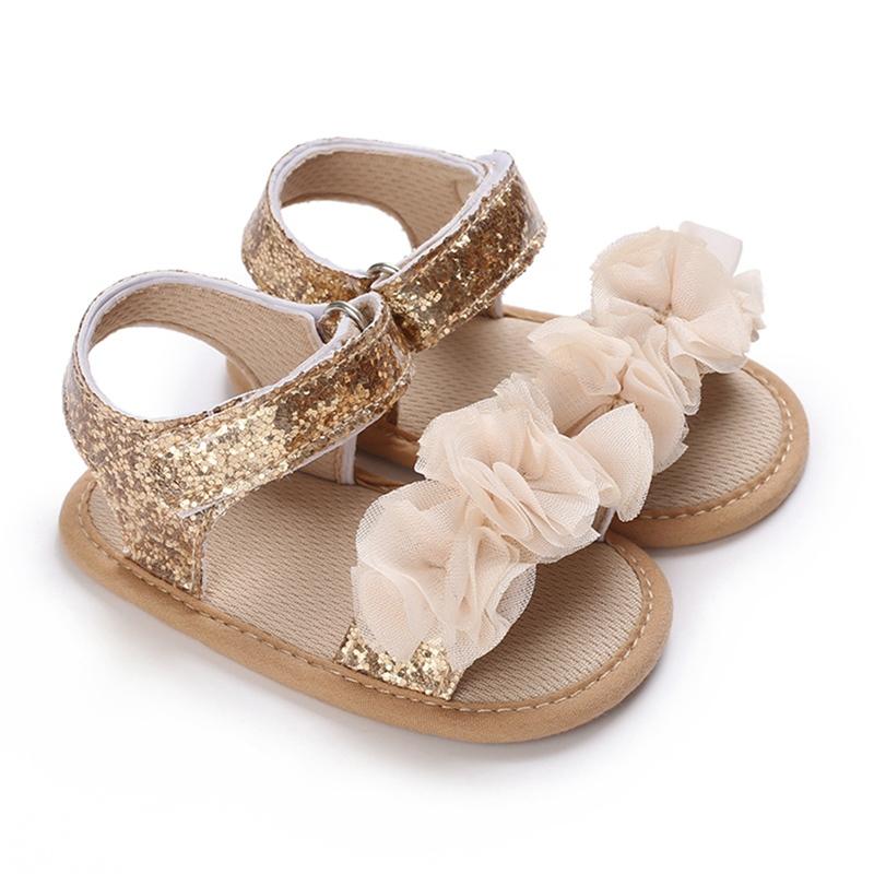 

Сандалии для малышей до 2 лет, летние туфли для плавания, нескользящие сандалии на мягкой подошве с сетчатым цветочным декором 12 золотой