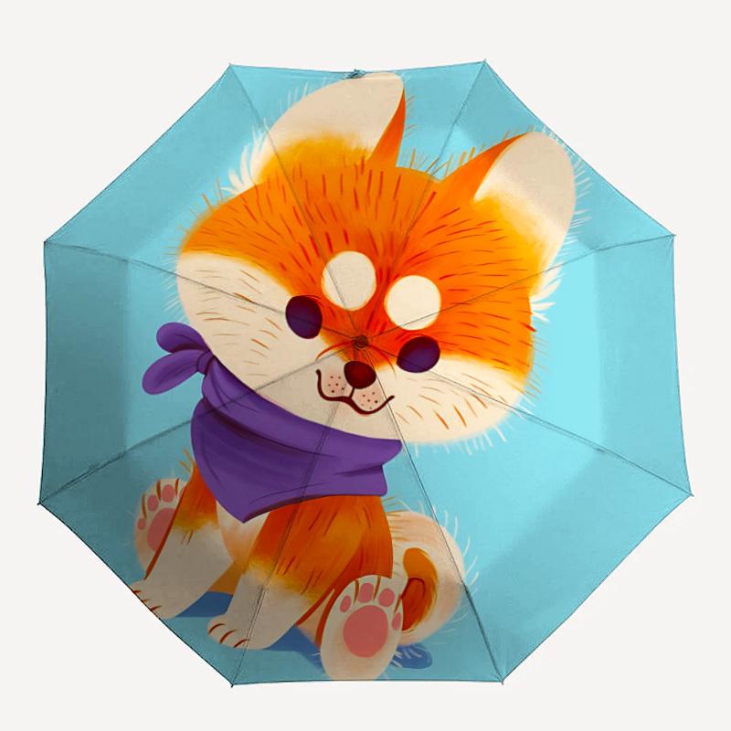 1pc Corgi Scarf Automatic Folding Umbrella, 8-Rib Iron Frame, Casual Outdoor Accessory for Birthday Festival Gifts Yy251128193