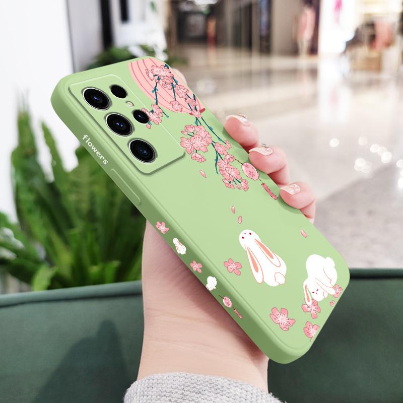 Peach Bunny Phone Case For Samsung Galaxy S25FE S23 S22 S21 S20 Ultra Plus FE S10 S9 S10E Note 20 Ultra 10 9 Plus Cover