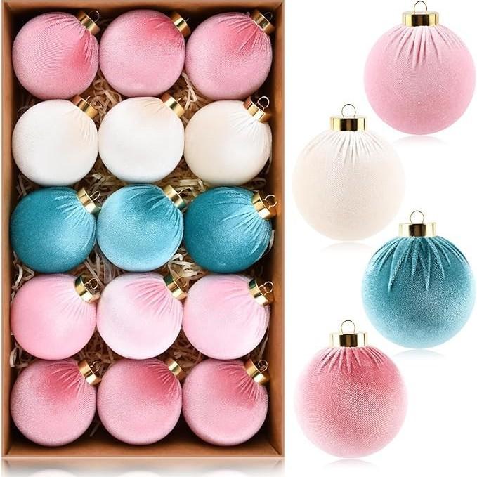 Ornement d'arbre de Noël en peluche floquée velours 6cm/8cm