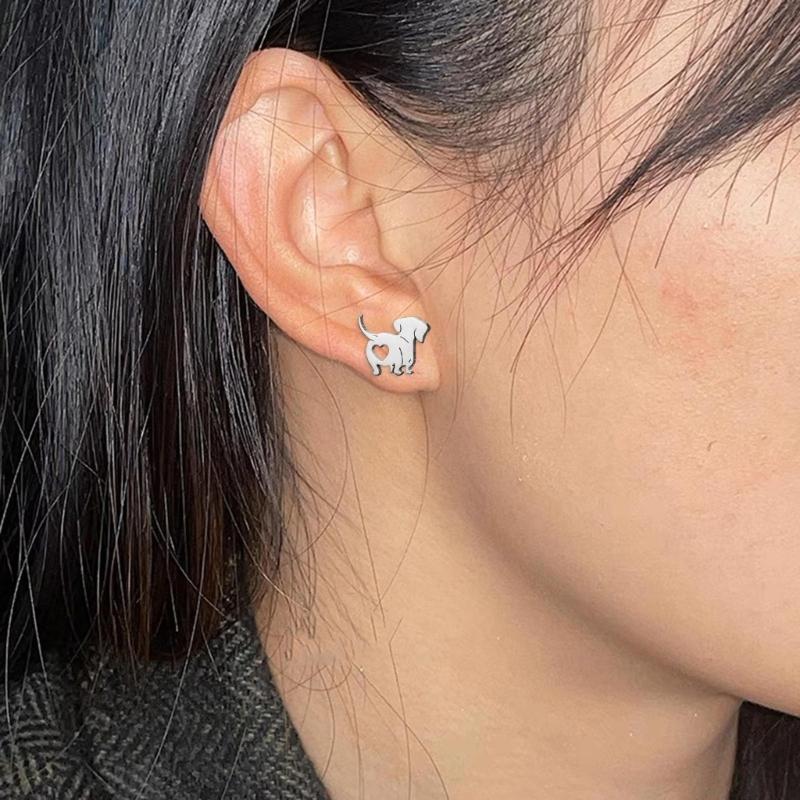 1 pár náušnic jezevčíků Krásné náušnice zvířecích mazlíčků pro ženy Dívky Módní Piercing Sada šperků do uší Roztomilý Denní dárek