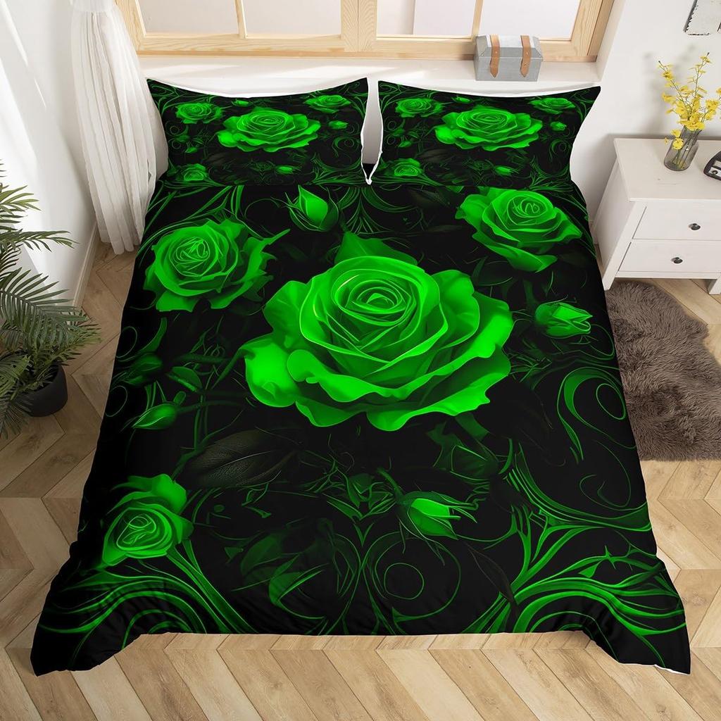 Red Roses Soft Duvet Cover Twin Quen Hapy Valentine's Day Beding Set Romantic Flowers Warm Comforter Cover Lovely Love Heart Comfortable Quilt Cover