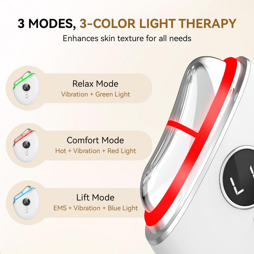 PL Ready Stock Skin Tightening Face Massager Gua Sha Face Lifting Massager 5-Level Vibration EMS Microcurrent Face Beauty Device