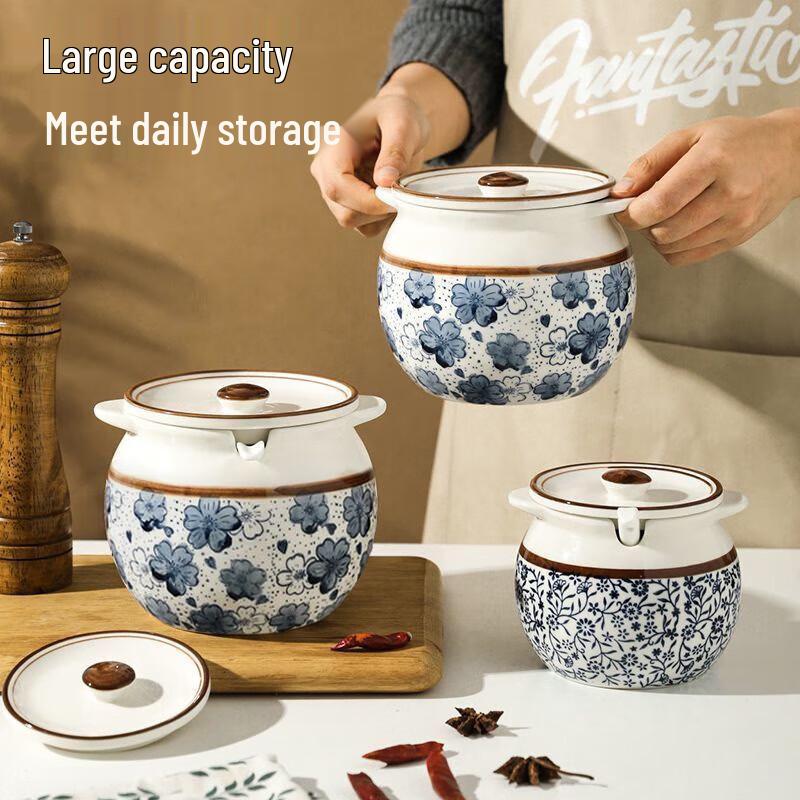 Van Gogh High-Temp Enamel Lard Storage Jar with Lid, 1400ml