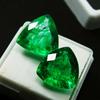 Natural Green Emerald Loose Gemstone 16.56 Ct   Trillion Shape Pair