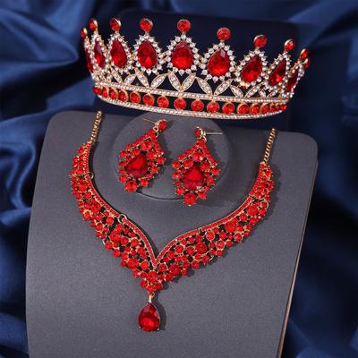 Bridal Crown Hair Accessories Red Crown Dress Accessories Wedding Styling Headwear Women