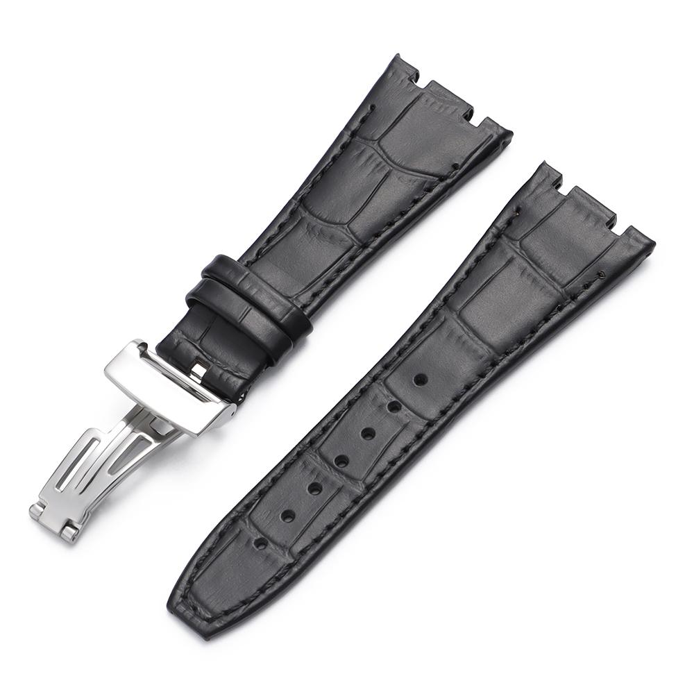 Top Layer Genuine Cowhide Watch Strap for AP Audemars 15400 15703 26320 Royal Oak Offshore Series Men27mm Black Brown Watch Band