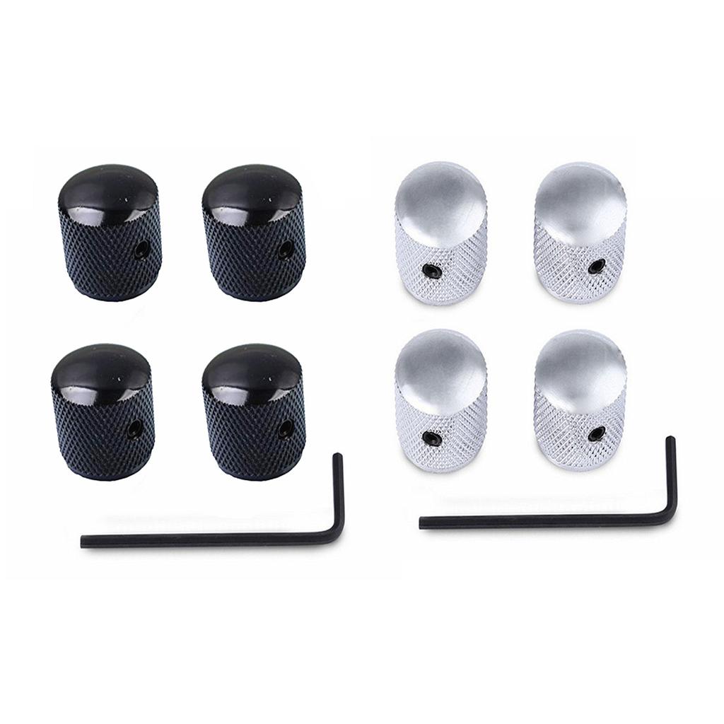 Pack of 4 Round Shape Metal Guitar Knobs Metal Guitar Accessories Perfect for Electric Guitar and Bass Volume Control