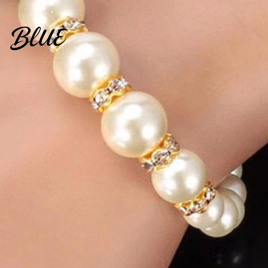 Faux Pearl Earrings 1 Set Jewelry Women Beaded Necklace Bracelet