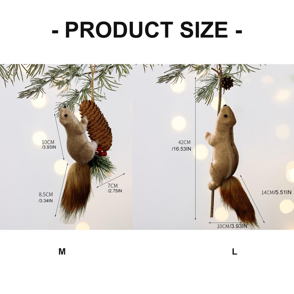 Artificial Squirrel Decoration Christmas Tree Hanging Ornament For Door Mantel Window Wedding Christmas Party Decoration