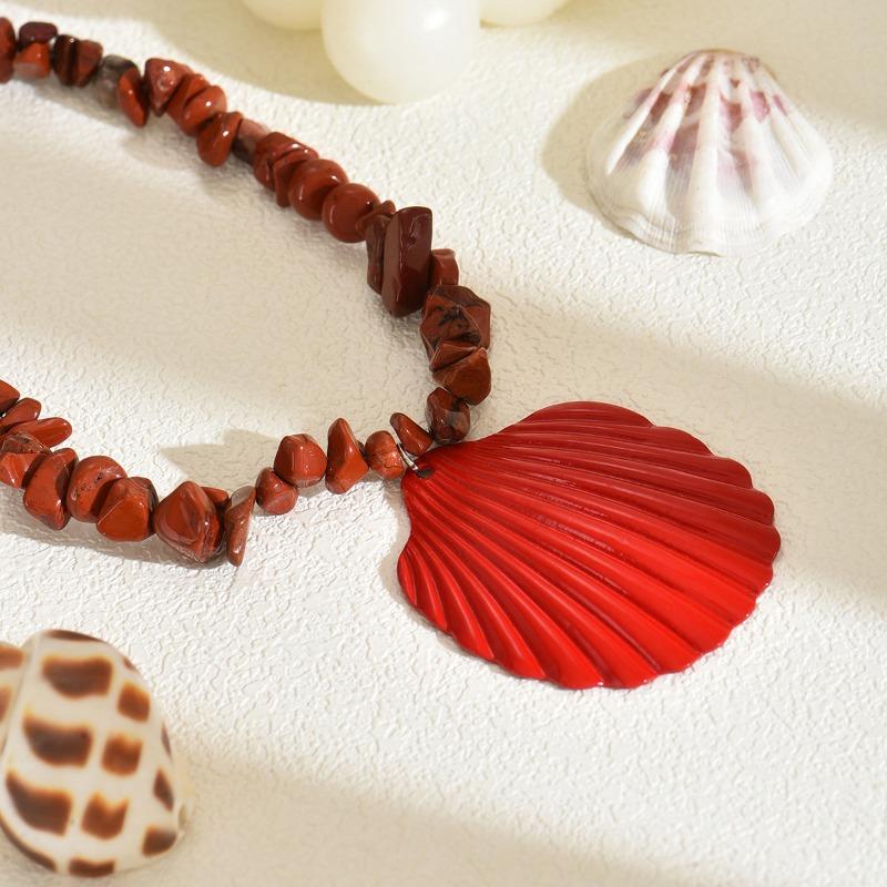 Bohemian Necklace Niche Design Pendant Shell Jewelry Colored Gravel Necklace Women's Ocean Necklace