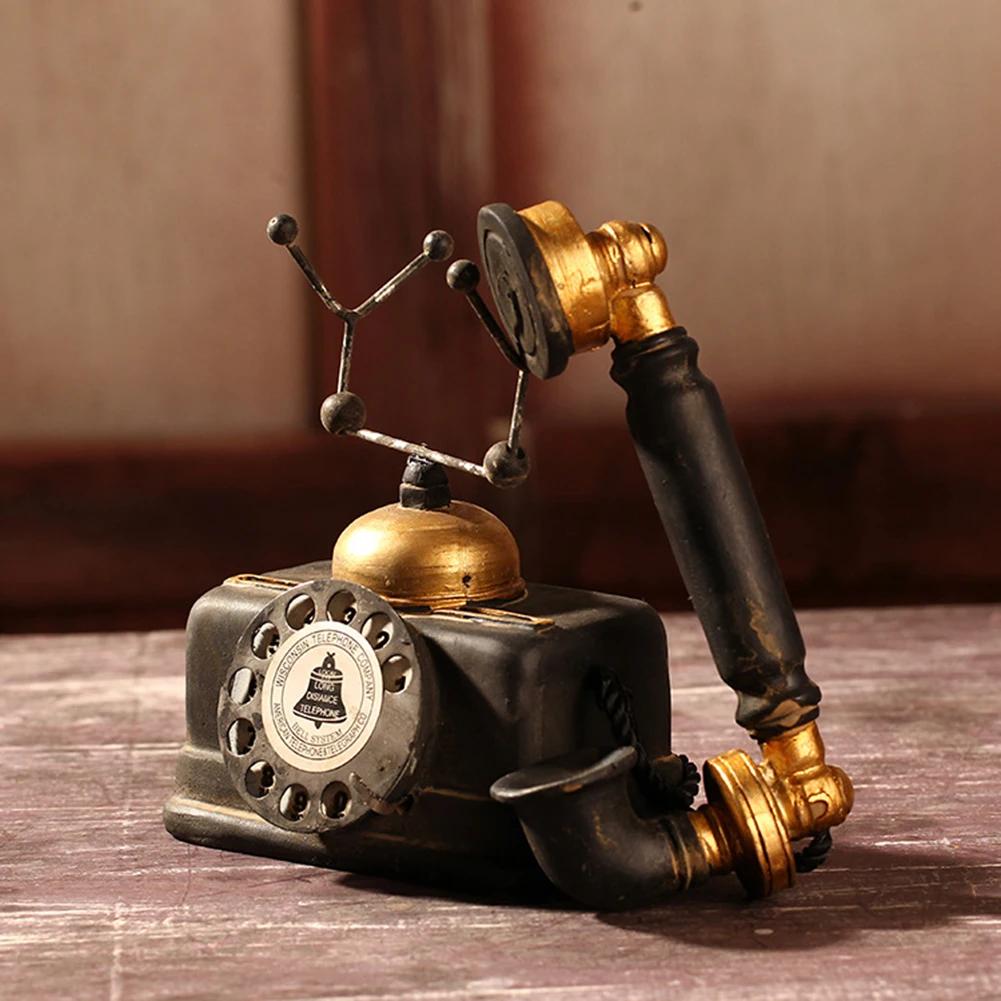 Antique Vintage Desktop Ornament Telephone Model Craft Bar Home Decoration Gift Elaborate Manufacture Prolonged Durable