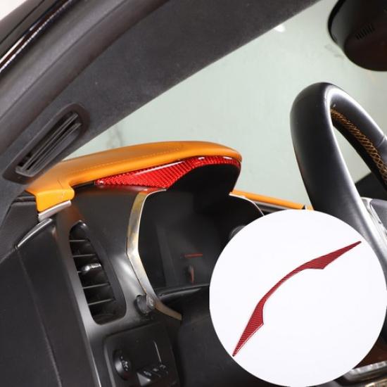 Red Soft Carbon Fiber Dashboard Decorative strip Sticker For Corvette C7 2014-19
